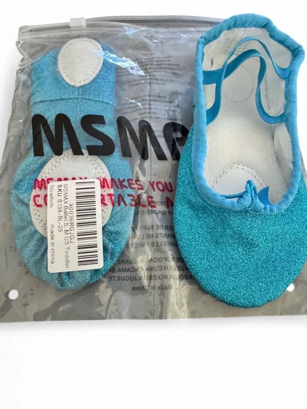 Kids Glitter Ballet Flats with Elastic Strap - Teal